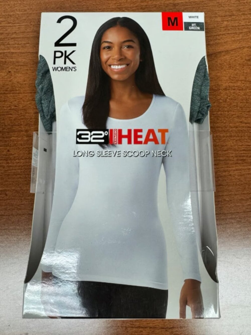 32 Degrees Heat 2 Pack Long Sleeve Scoop Neck Tops, Size M